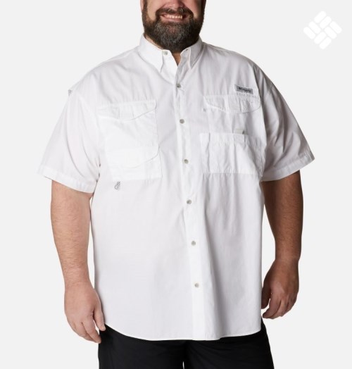 Men's Columbia PFG Bonehead Short Sleeve Shirts White | Plus Size CA-V8C64